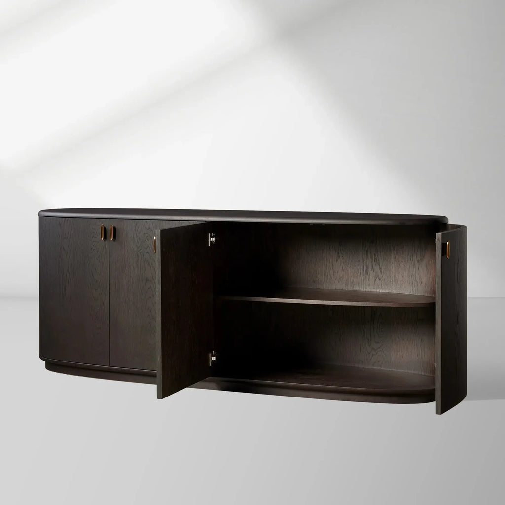 Bexler Natural Wood Sideboard Buffet Table Living Room Entryways Cabinet