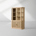 Coventry Reeded Detailing Glass Tall Display Cabinets White Oak Dining Room Side Cabinet with LED Lighting