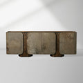 Alvaro Raw Wood Stumps Tabletop Sideboard Aluminum Buffet Table Living Room Entryways Cabinet
