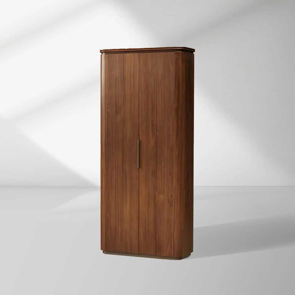 Caden Wood Door Tall Storage Cabinet Walnut Curio Display Cabinet dining Entryway China Cabinet