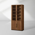 Piermont Glass Door Display Storage Cabinet Bookcase Wood Tall Curio Cabinet Dining side China Cabinet