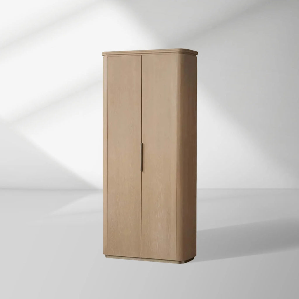 Caden Wood Door Tall Storage Cabinet Walnut Curio Display Cabinet dining Entryway China Cabinet