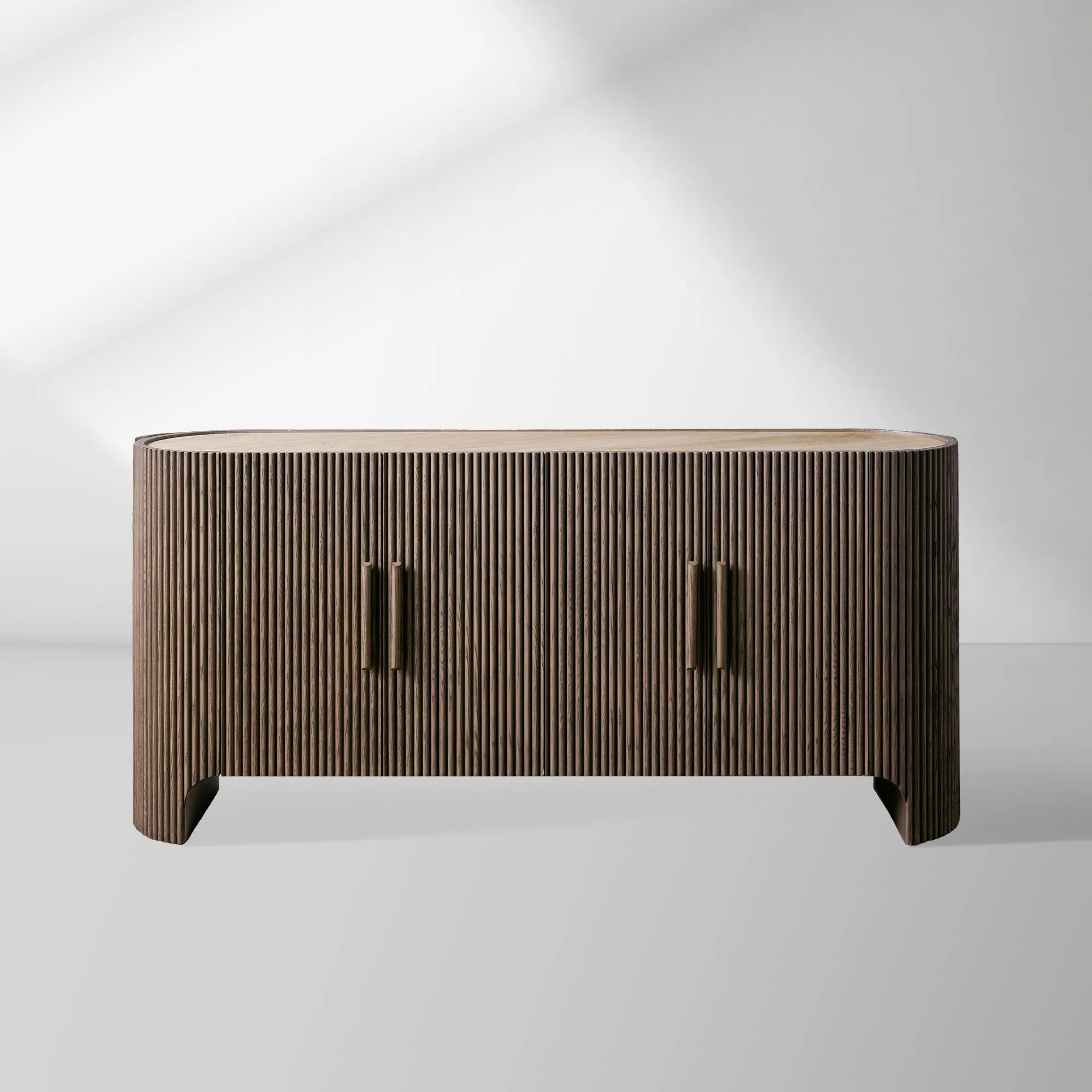 Astor Marble Top Sideboard Buffet Table Wood Living Room Entryways Cabinet Reeded Detailing