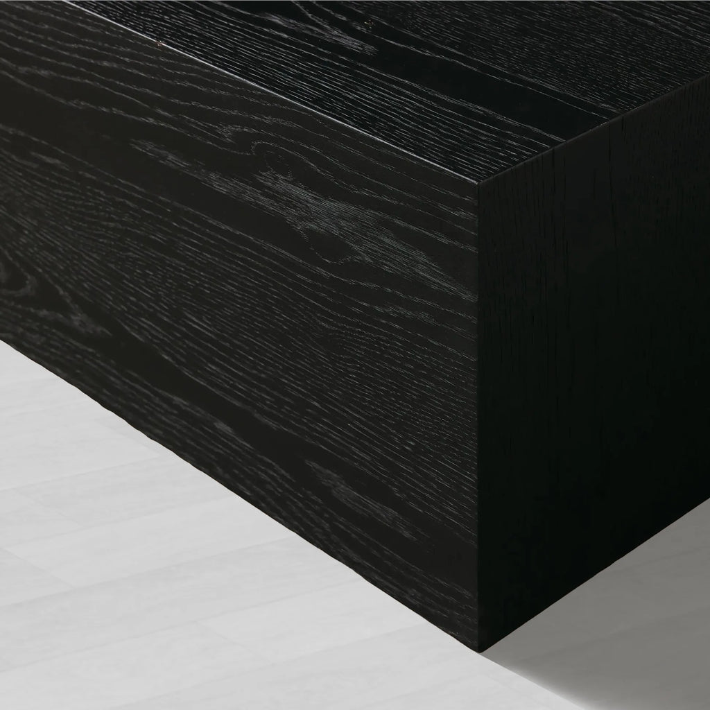 Sullivan Rectangular Oak Coffee Table Black Plinth Base Cocktail Table Wood Living Room Center Tea Table