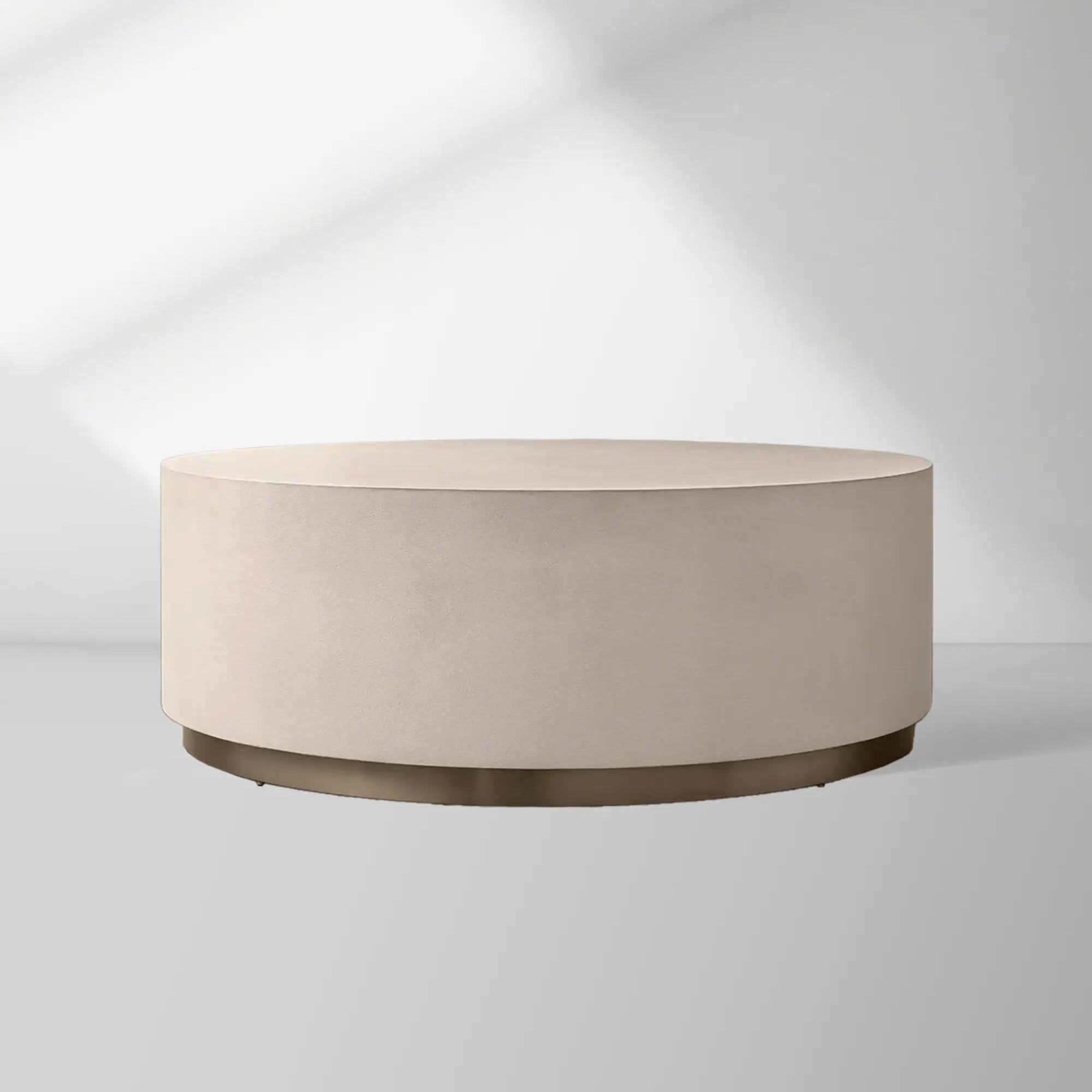 Malone Round Plinth Coffee Table Leather Cocktail Table Modern Living Room Center Tea Table