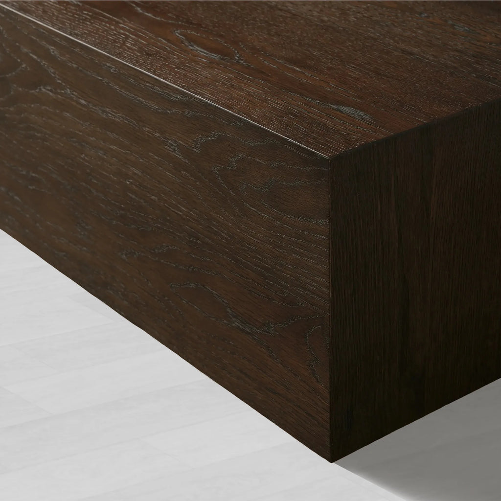 Sullivan Rectangular Oak Coffee Table Black Plinth Base Cocktail Table Wood Living Room Center Tea Table
