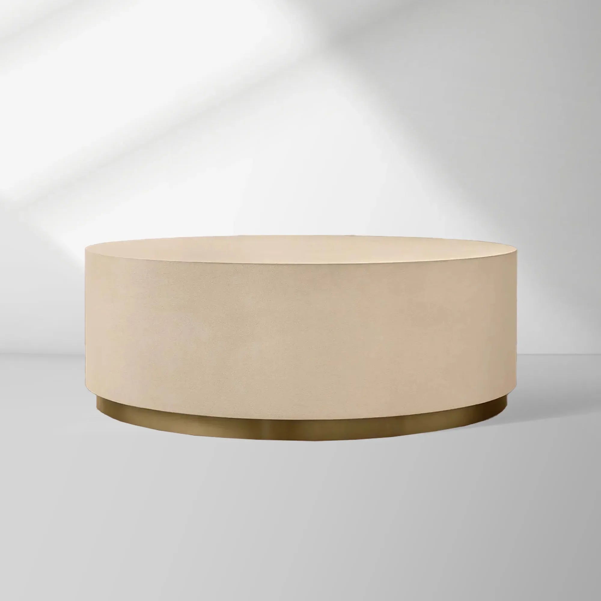 Malone Round Plinth Coffee Table Leather Cocktail Table Modern Living Room Center Tea Table