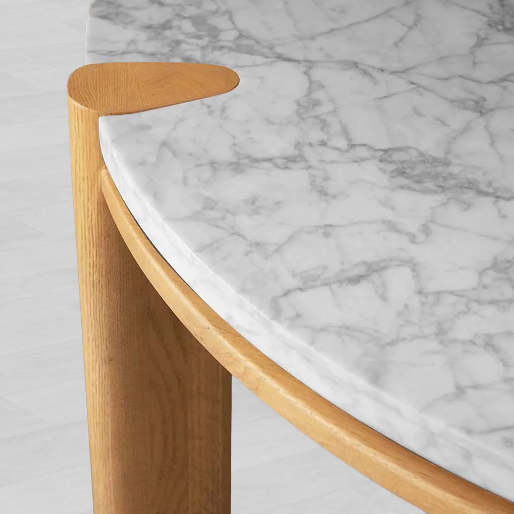 Pyet Round Marble Top Coffee Table Oak Wood Base Cocktail Table Living Room Center Tea Table