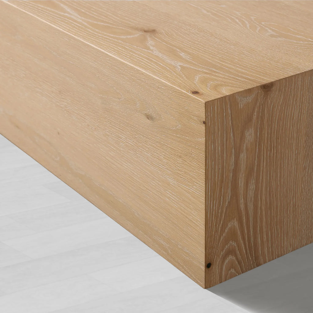 Sullivan Rectangular Oak Coffee Table Black Plinth Base Cocktail Table Wood Living Room Center Tea Table