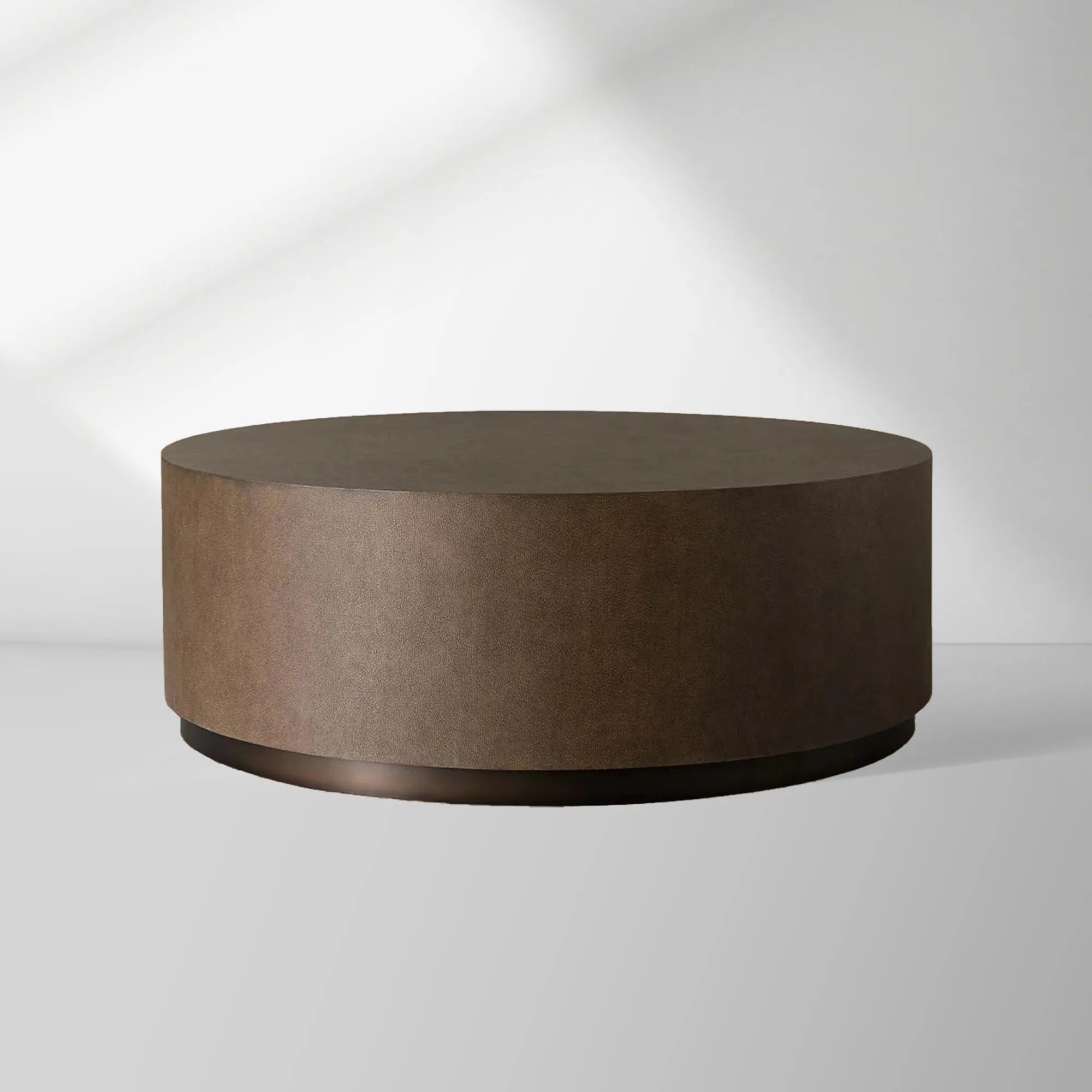 Malone Round Plinth Coffee Table Leather Cocktail Table Modern Living Room Center Tea Table