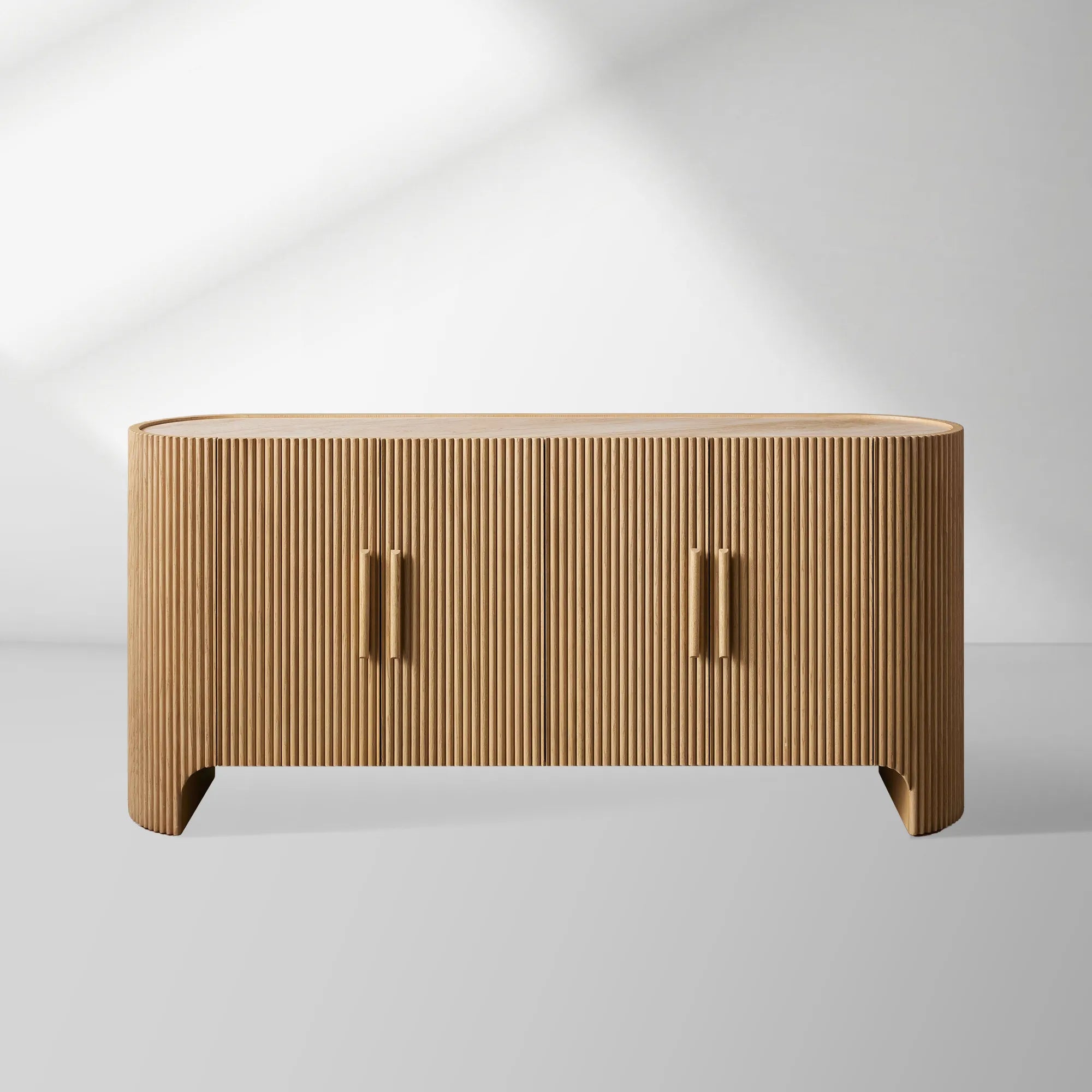 Astor Marble Top Sideboard Buffet Table Wood Living Room Entryways Cabinet Reeded Detailing