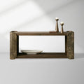 Alvaro Primavera Wood Entryway Console Table Oxidized Aluminum Hallway Entrance Table