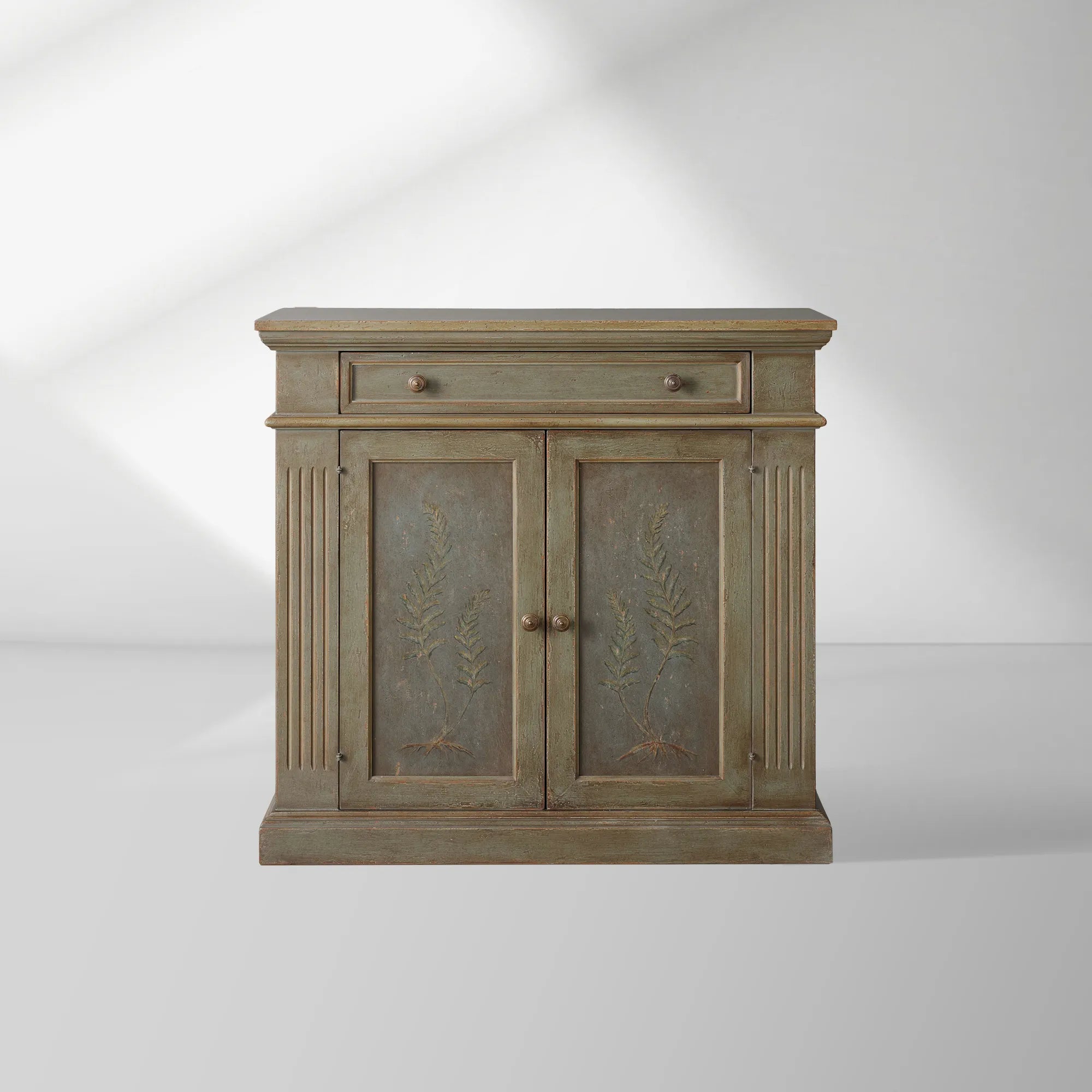 Cosetta Antique Ltalian Sideboard Fern Motif Buffet Table Living Room Wood Entryways Cabinet
