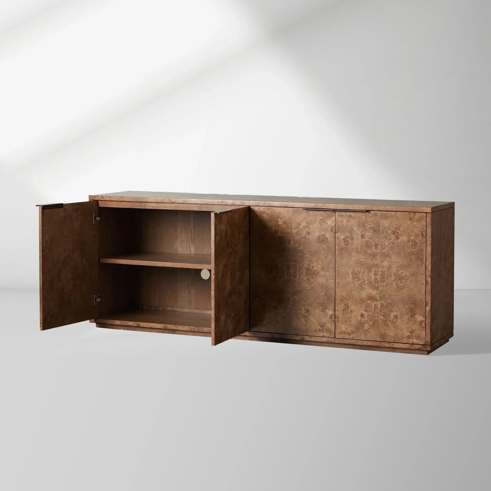 Corey Mappa Burl Wood Sideboard Modern Buffet Storage Living Room Entryways TV Cabinet