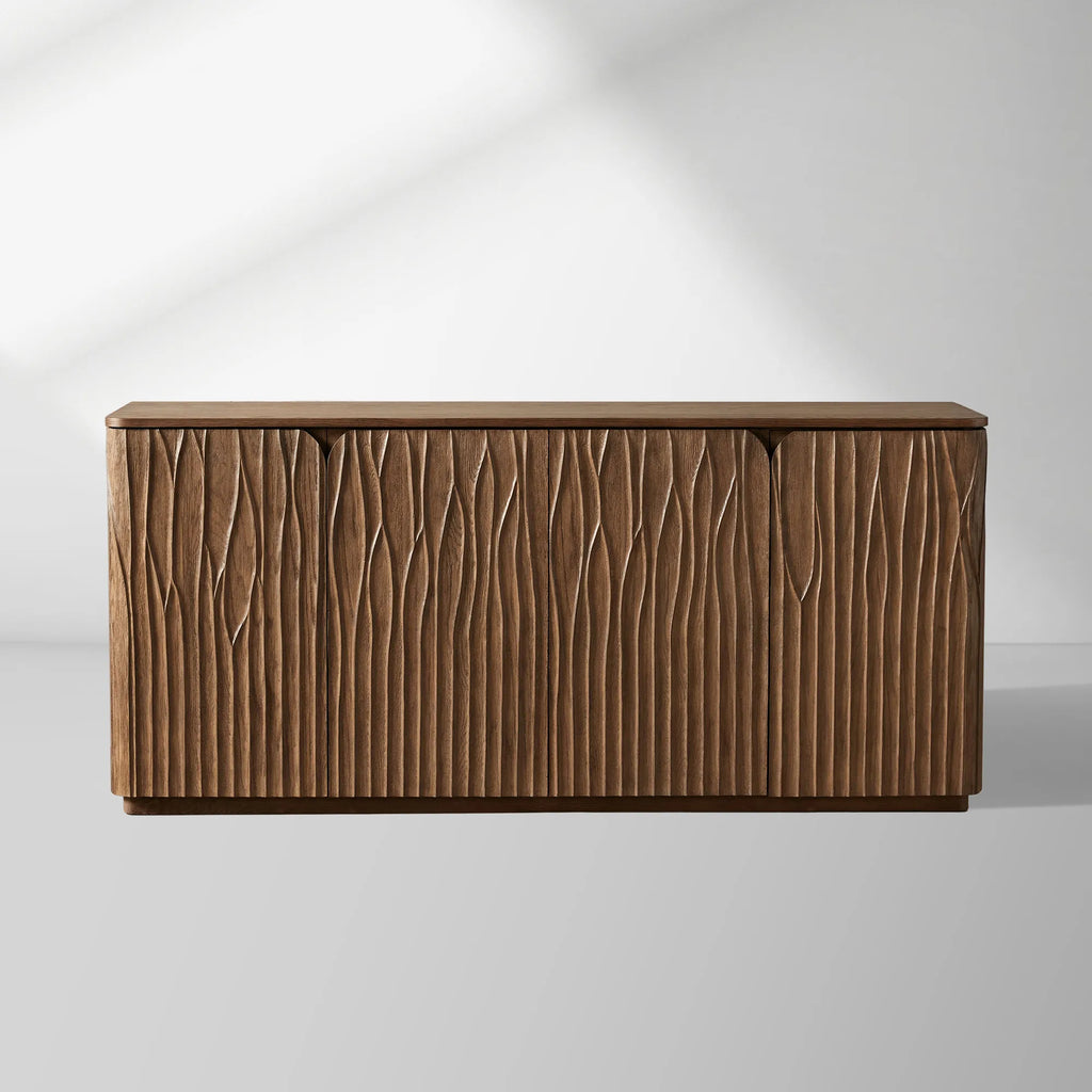 Norris Wood Sideboard Modern Buffet Table with Fiberglass Base Living Room Entryways Cabinet