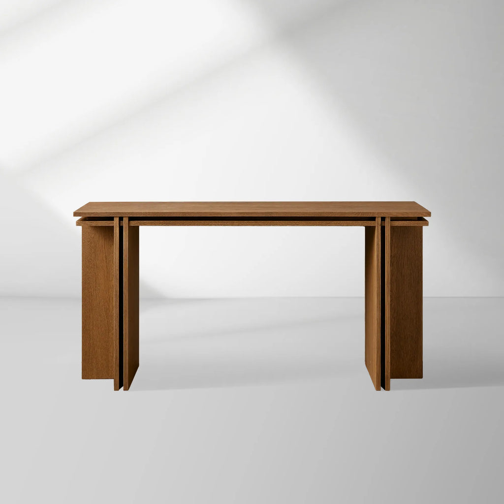 Eaves Layered Oak Entrance Console Table Mdernity Wood Entryways Wallway Table