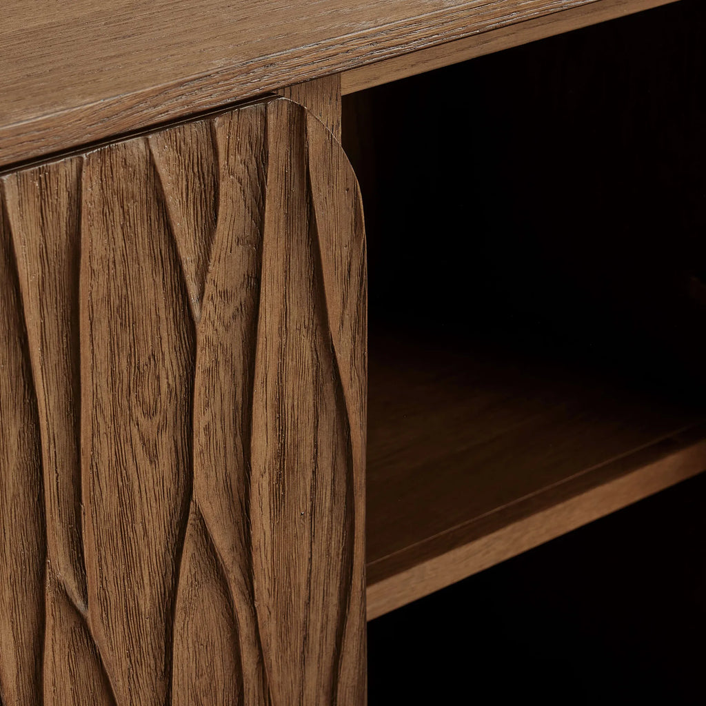 Norris Wood Sideboard Modern Buffet Table with Fiberglass Base Living Room Entryways Cabinet