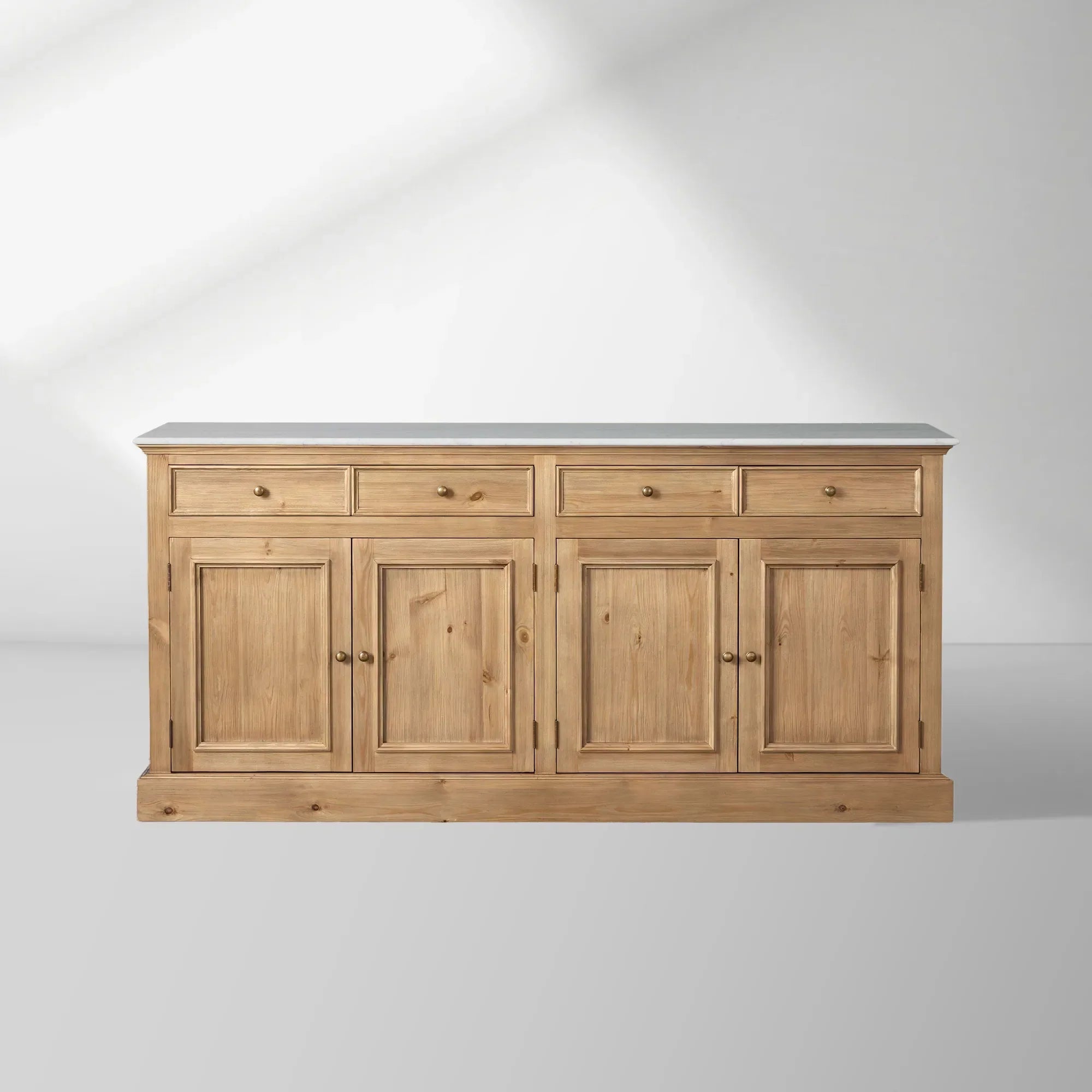 Kensington Marble Top Sideboard Pine Buffet Storage Cabinet Wood Living Room Cabinet