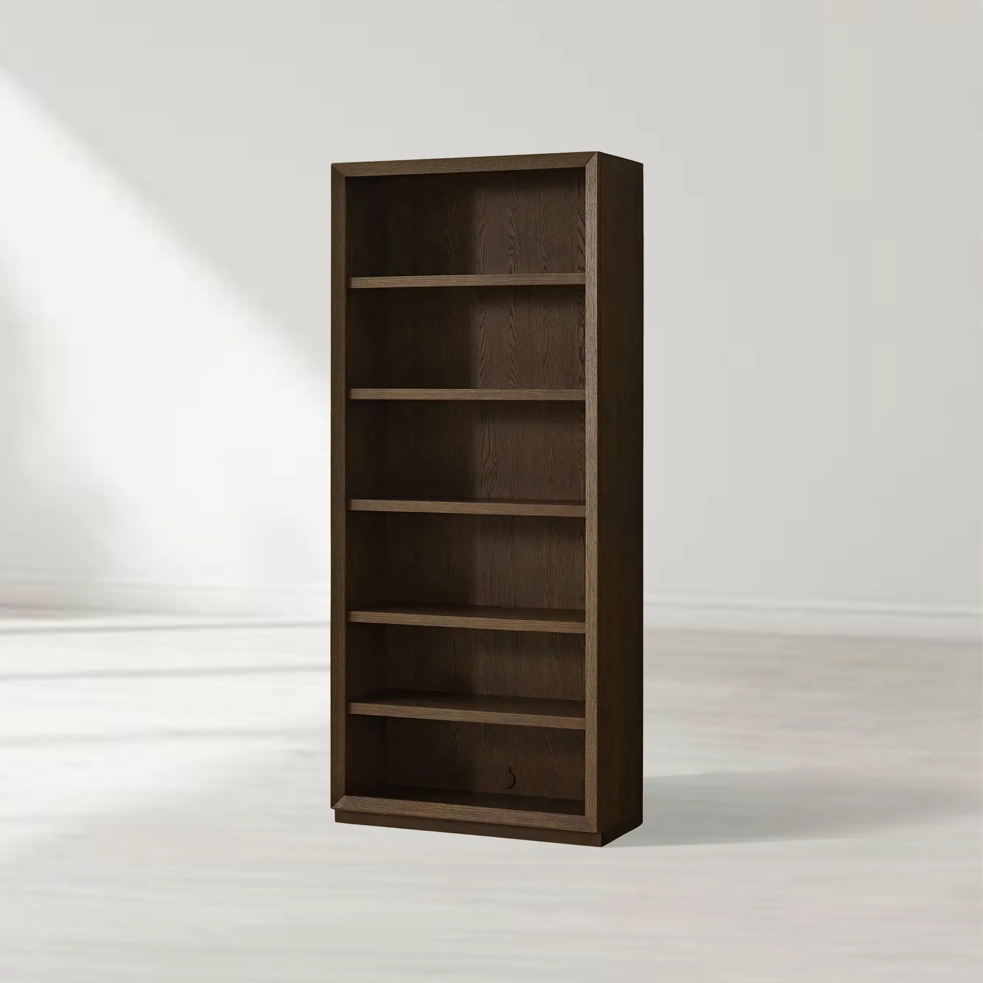 Nason Modular Bookcase Oak Wood Tall Display Cabinets with LED Lighting