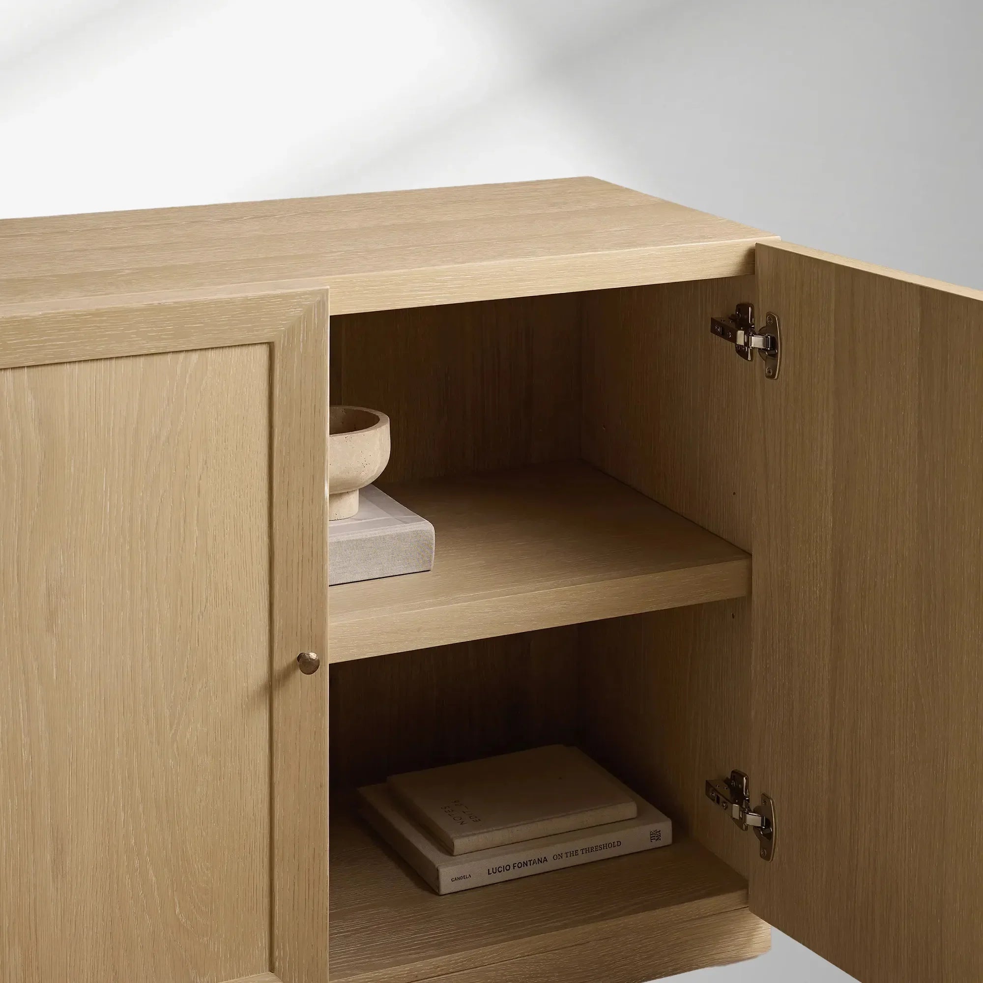 Nason Modular Four-Door Media TV Stand in Solid Oak Side Cabinet Television Storage Unit Wood Sideboard