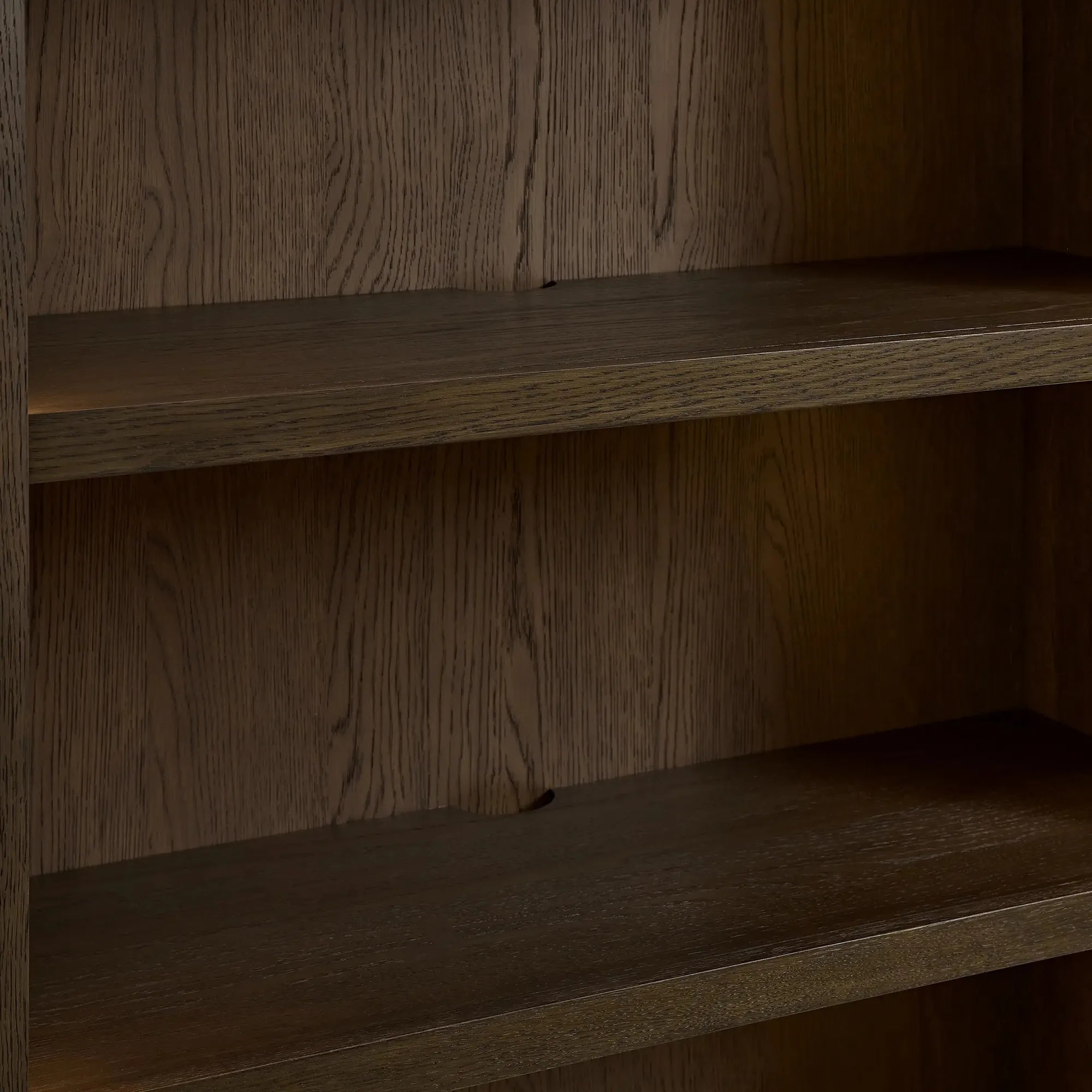 Nason Modular Bookcase Oak Wood Tall Display Cabinets with LED Lighting