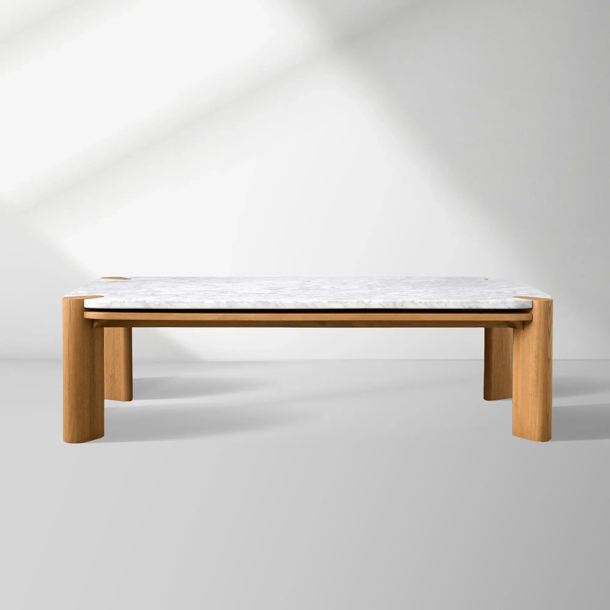 Pyet Marble Coffee Table Oak Wood Base Cocktail Table Elegance Living Room Center Tea Table