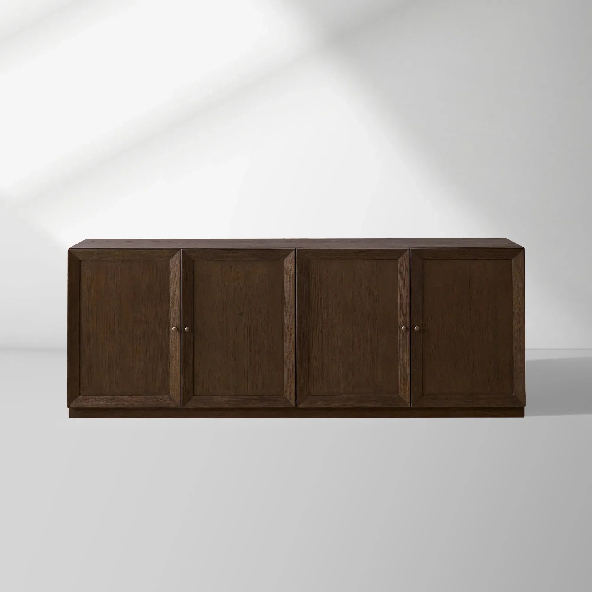 Nason Modular Four-Door Media TV Stand in Solid Oak Side Cabinet Television Storage Unit Wood Sideboard