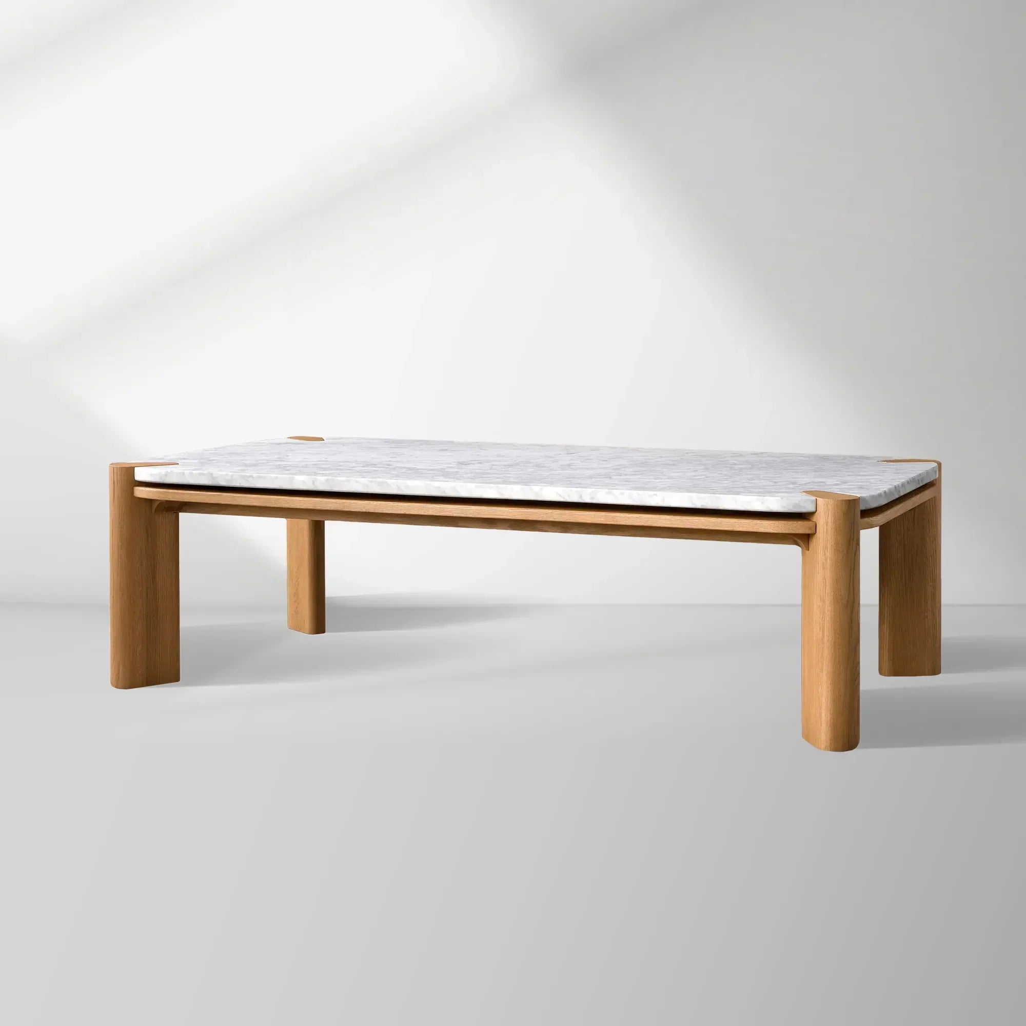 Pyet Marble Coffee Table Oak Wood Base Cocktail Table Elegance Living Room Center Tea Table