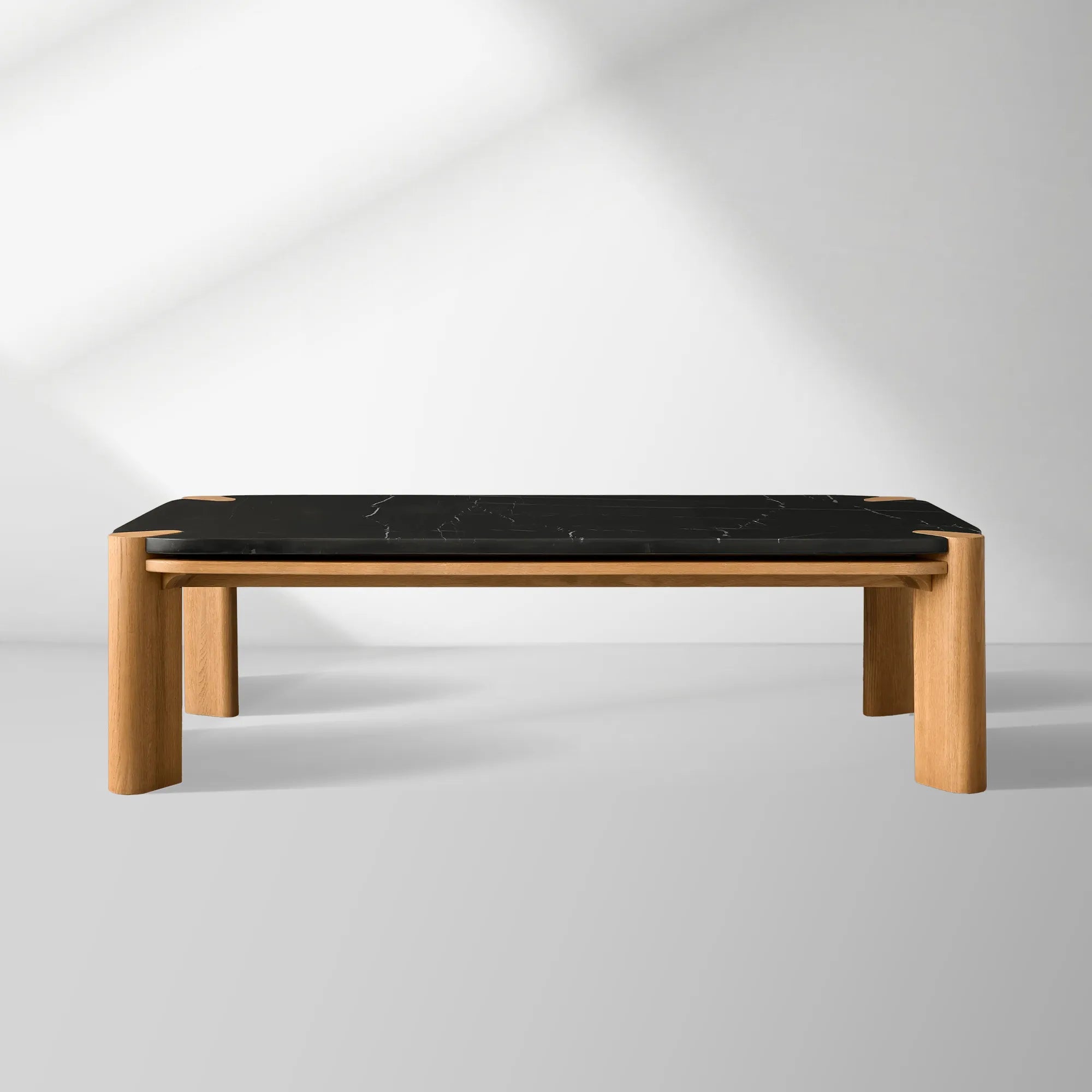 Pyet Marble Coffee Table Oak Wood Base Cocktail Table Elegance Living Room Center Tea Table