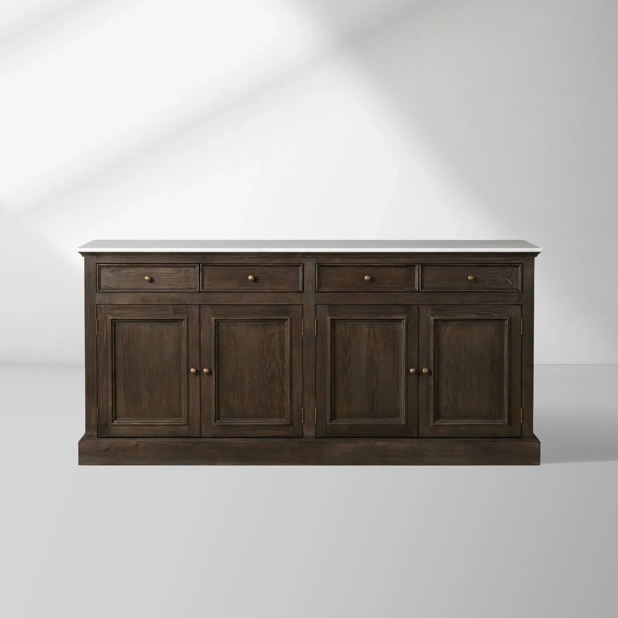 Kensington Marble Top Sideboard Pine Buffet Storage Cabinet Wood Living Room Cabinet
