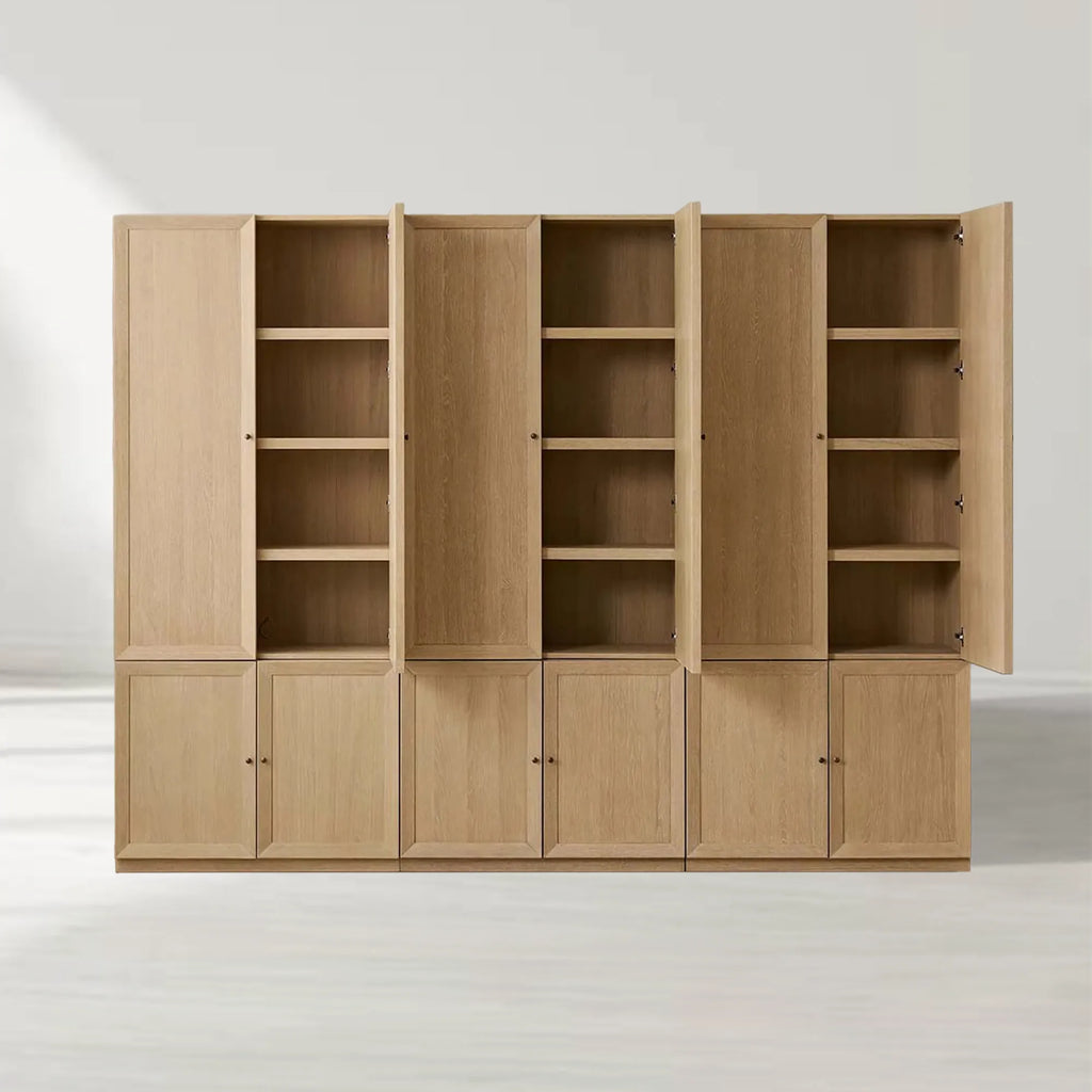 Nason Modular Oak Tall Display Cabinet Modern Living Room Large lockers