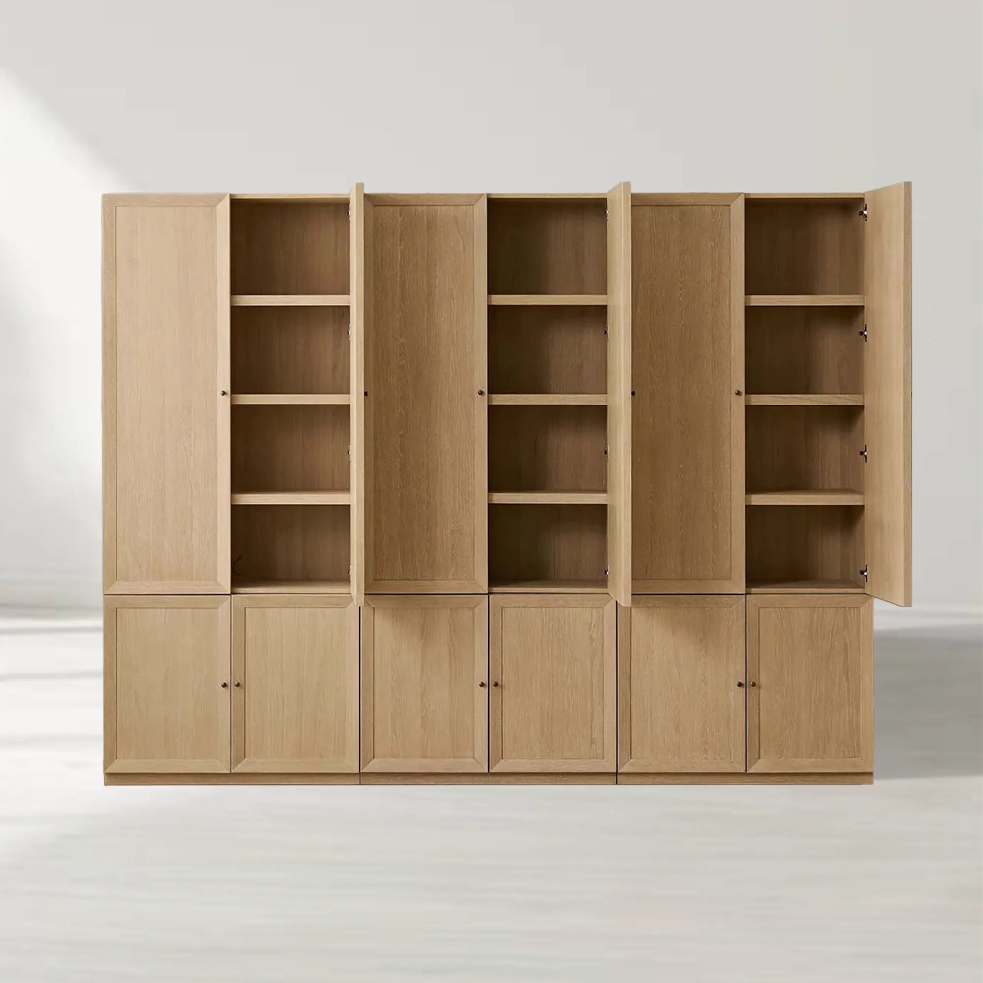 Nason Modular Oak Tall Display Cabinet Modern Living Room Large lockers