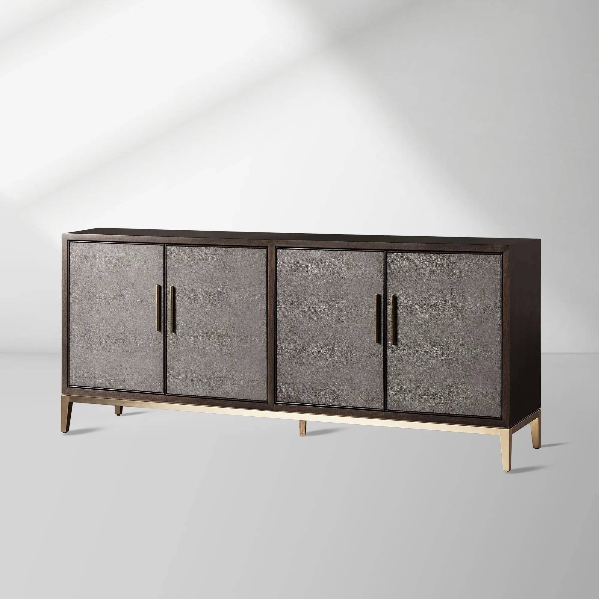 Malone Reconstituted Leather Sideboard Wood Buffet Table Living Room Entryways Cabinet