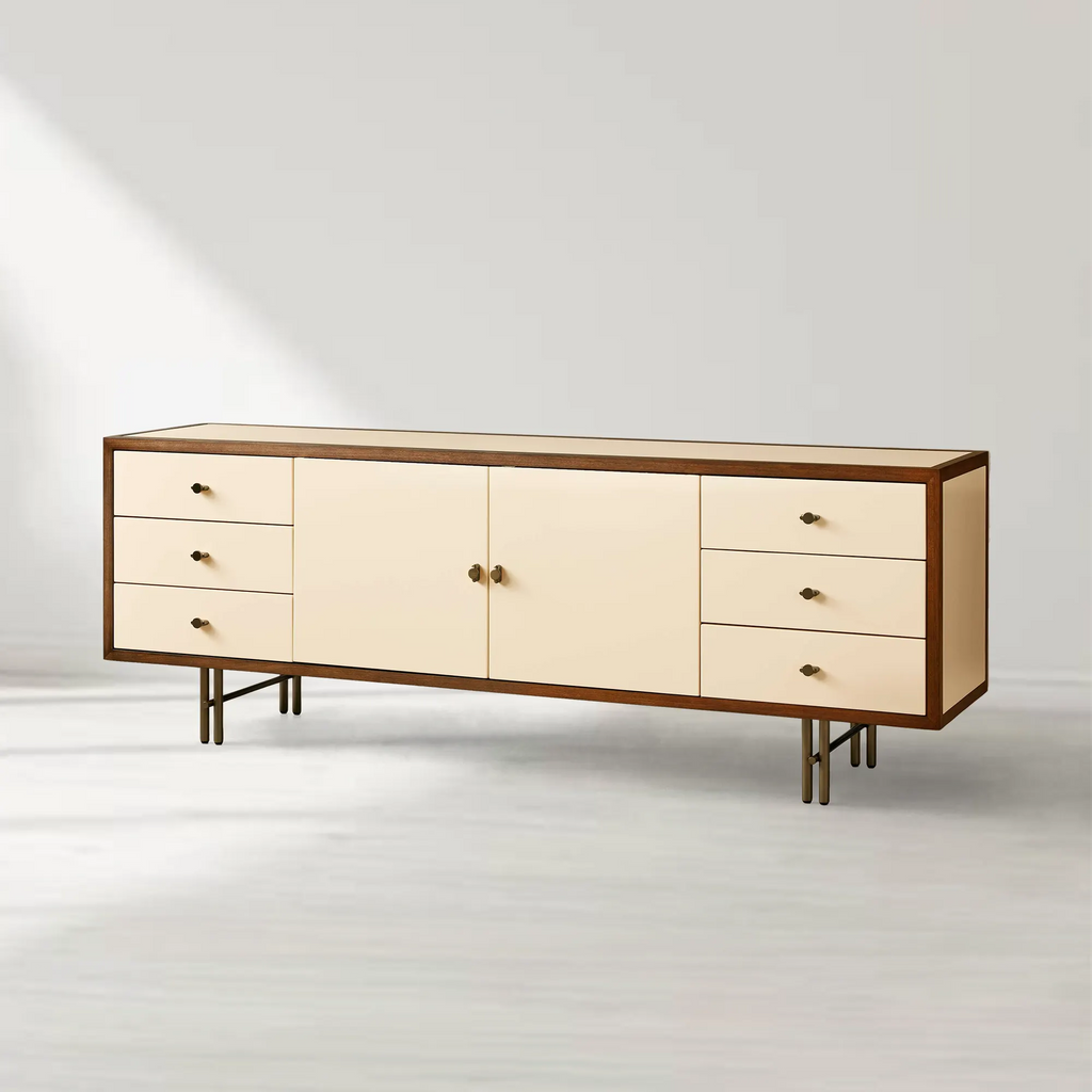 Henton Eucalyptus Wood TV Stand Living Room Entrance Six Drawers Cabinet Media Console