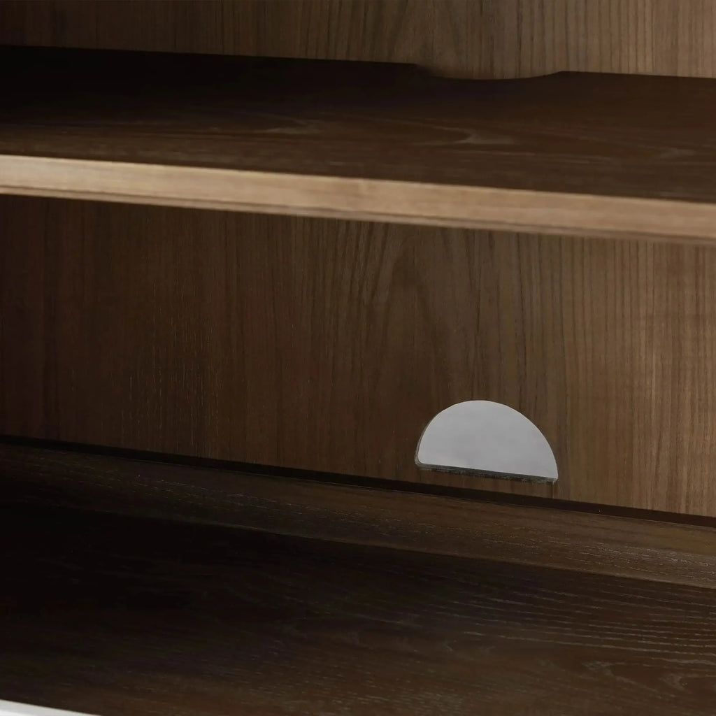 Rowan Wood Modular Wall Unit Mahogany Storage Cabinet with Reeded Glass