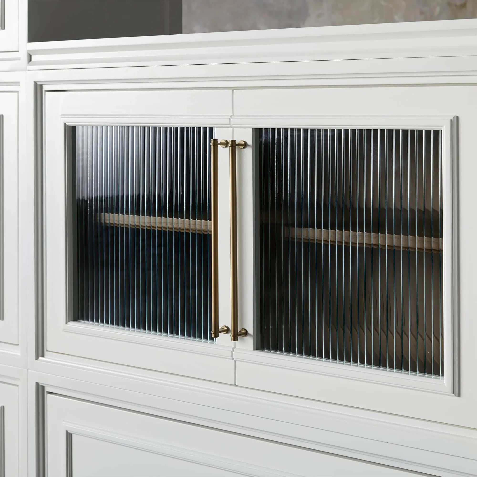 Rowan Wood Modular Wall Unit Mahogany Storage Cabinet with Reeded Glass