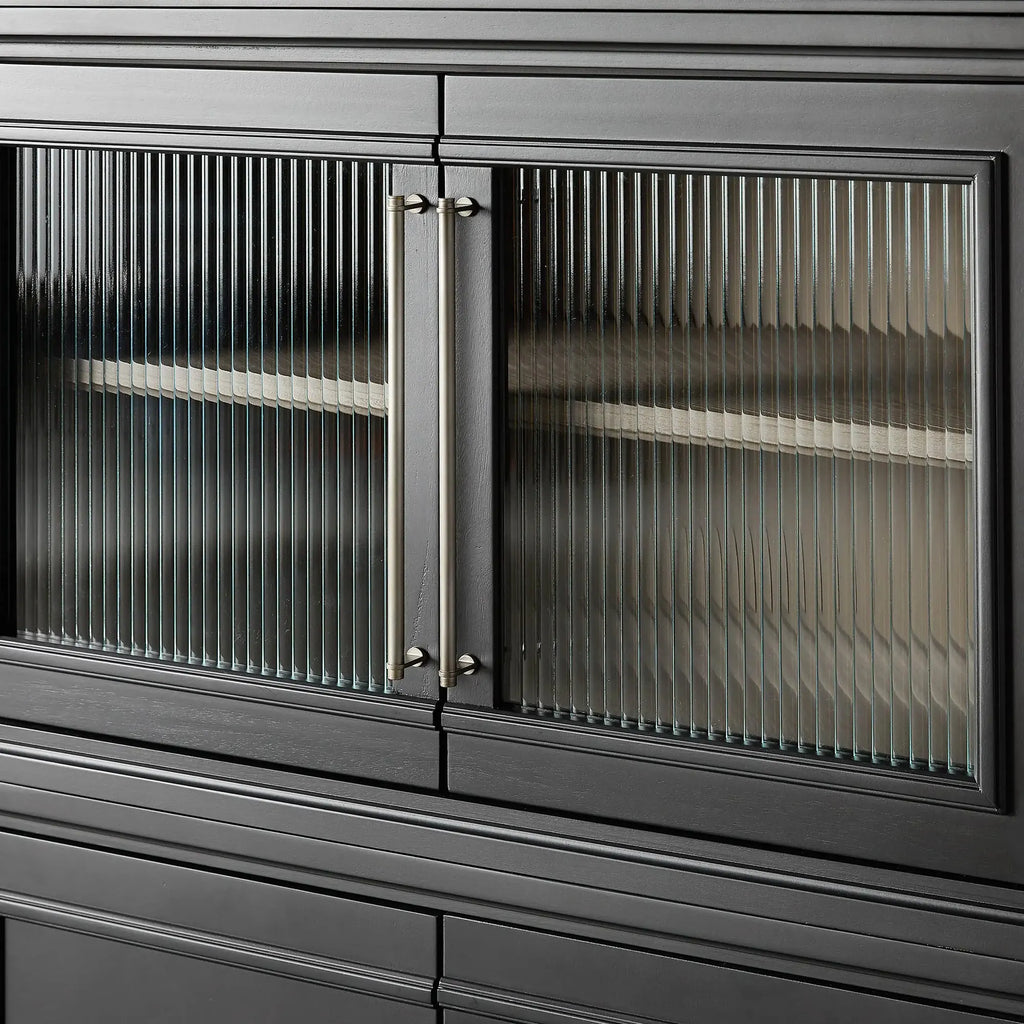 Rowan Wood Modular Wall Unit Mahogany Storage Cabinet with Reeded Glass