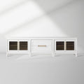 Rowan Drawers TV Stand Sideboard with Glass Doors Wood Entryways Cabinet Media Console