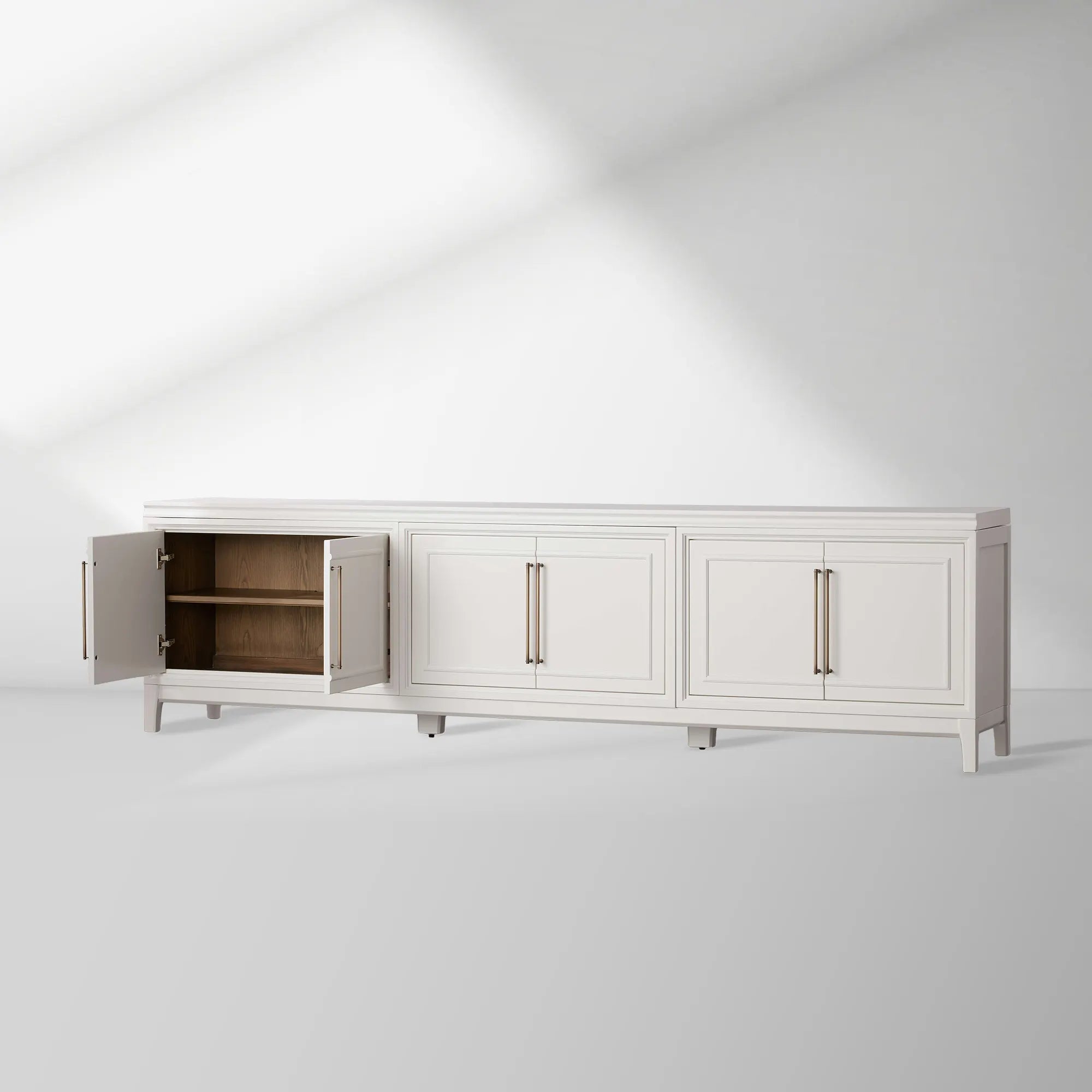 Rowan Modular Wood TV Stand Modern Sideboard Television Storage Unit with Wood Doors Entrance Cabinet