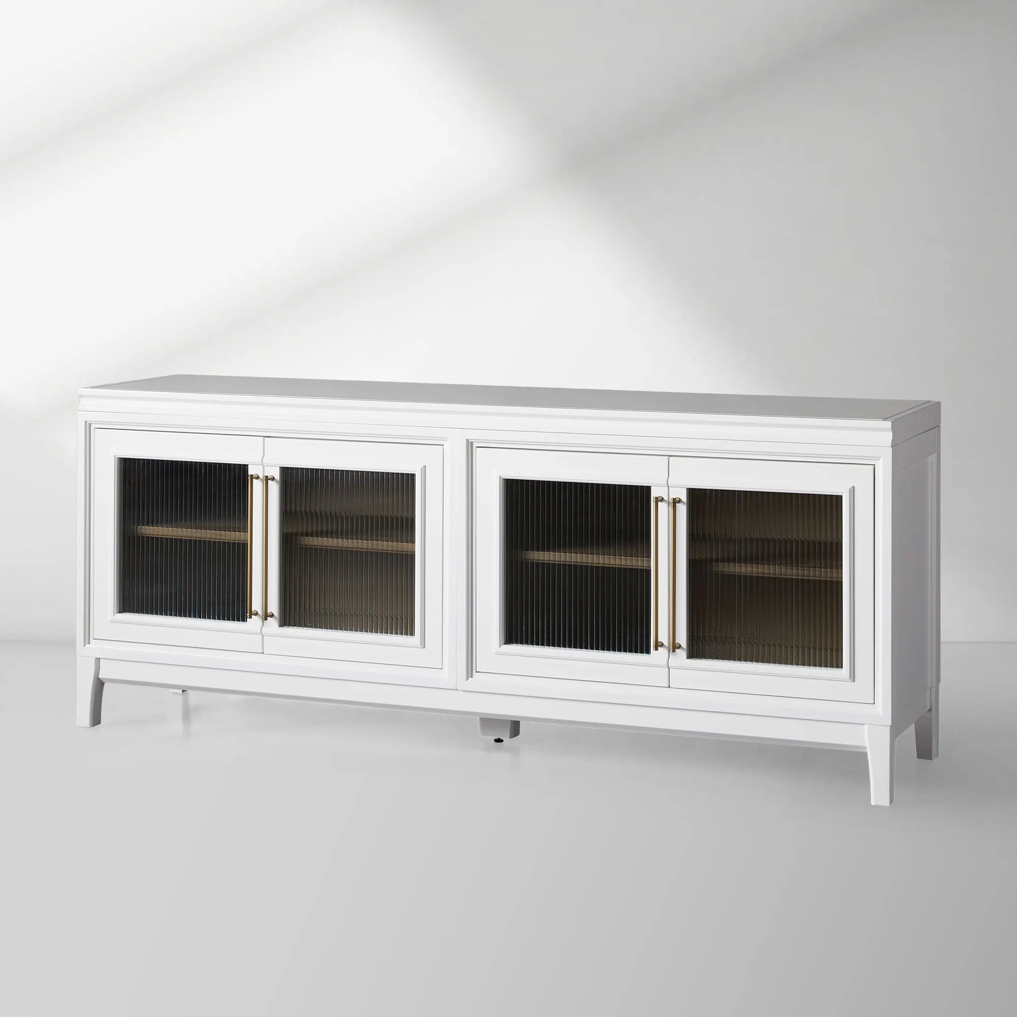 Rowan Wood TV Stand Unit Sideboard with Reeded Glass Doors Entrance Cabinet Media Console