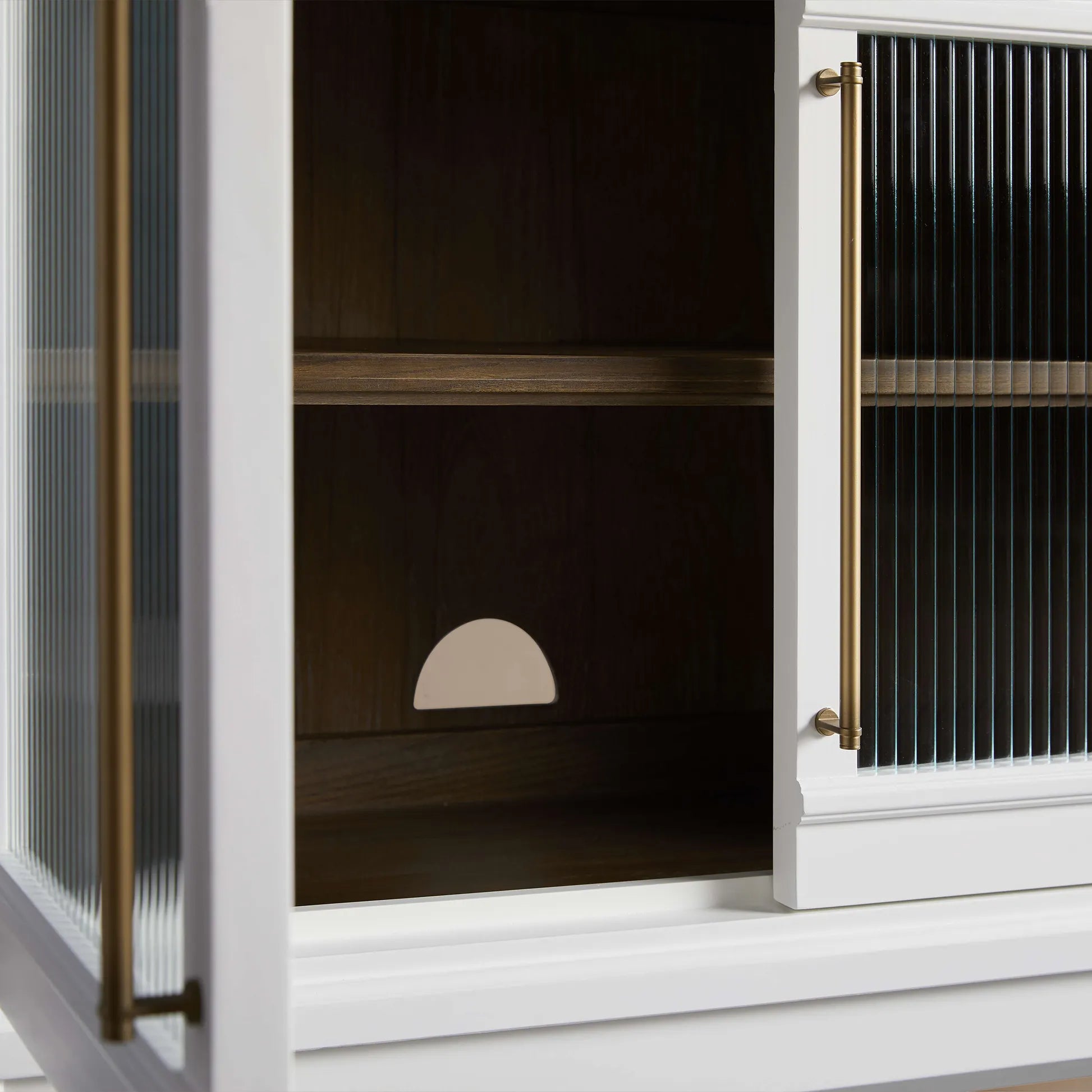 Rowan Wood TV Stand Unit Sideboard with Reeded Glass Doors Entrance Cabinet Media Console