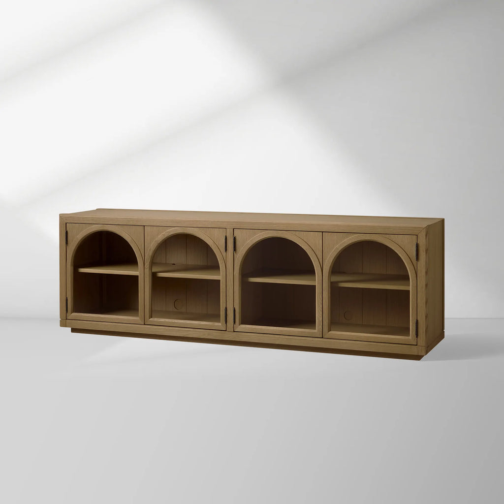 Hattie TV Stand Cabinet Oak Media Console Wood Sideboard Modern television Storage Side Unit