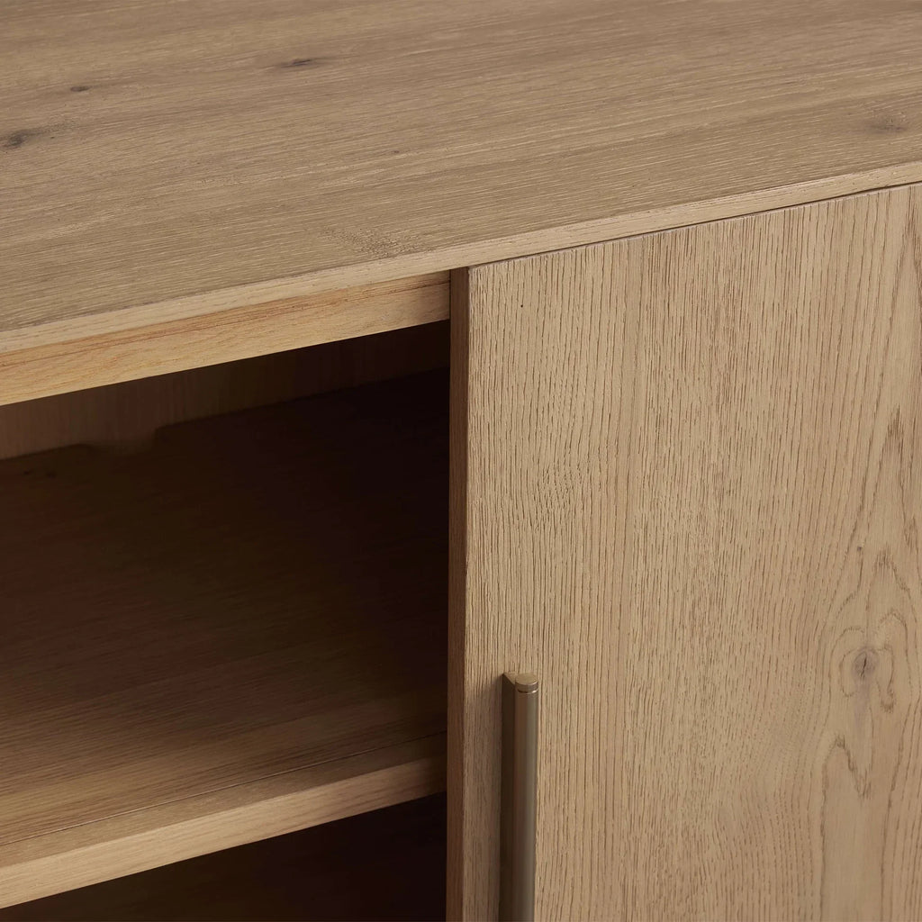 Felton Media Console Oak TV Stand Side Cabinet Television Storage Unit Wood Sideboard