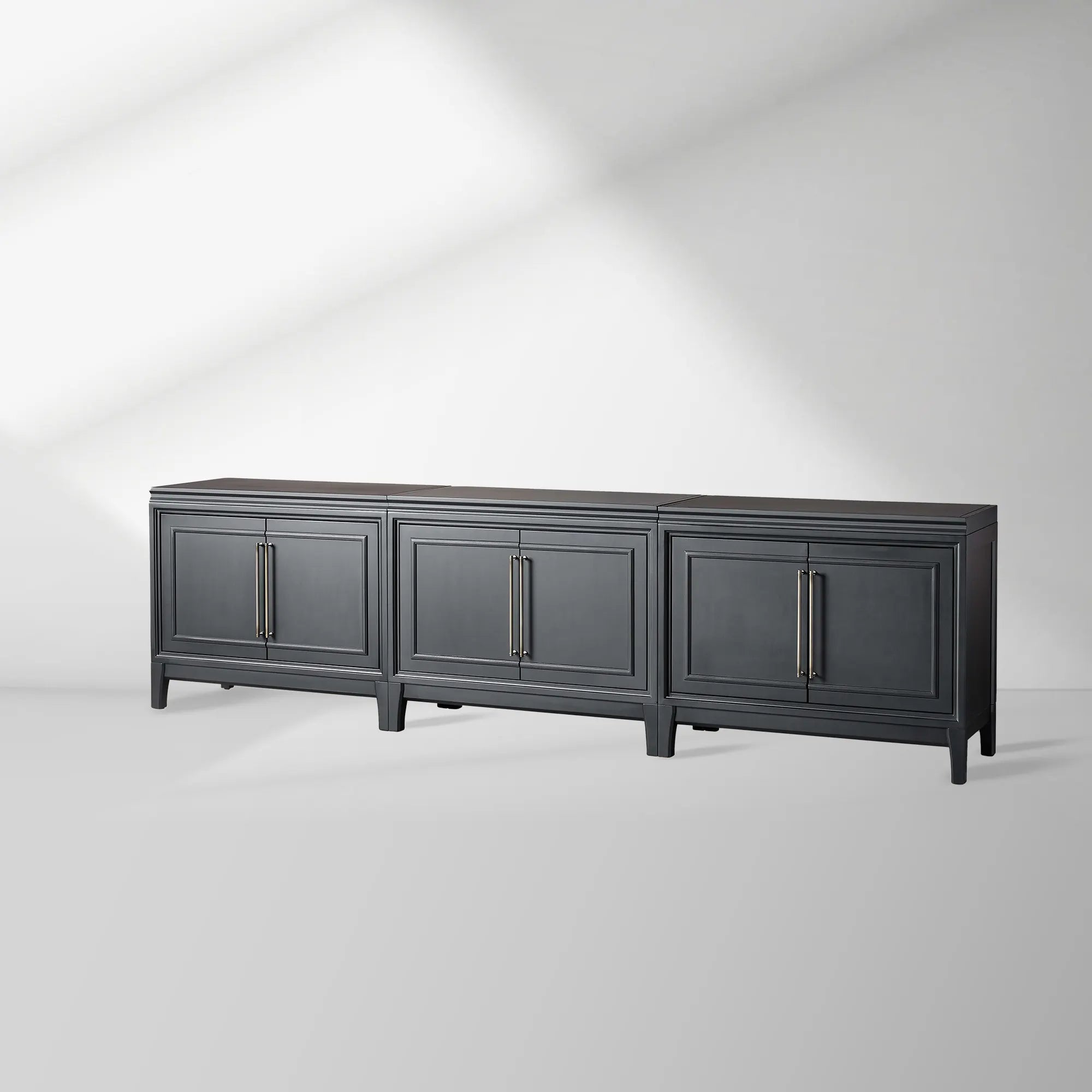 Rowan Modular Wood TV Stand Modern Sideboard Television Storage Unit with Wood Doors Entrance Cabinet