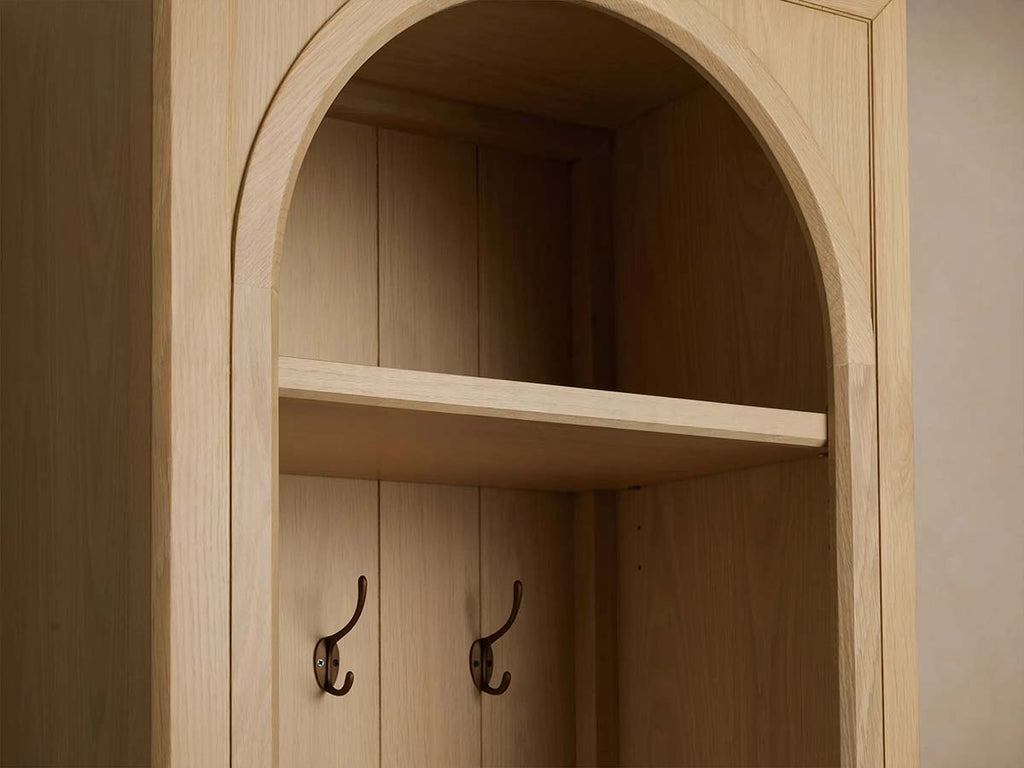 Hattie Oak Wood Entryway Cabinet Storage Tall Cabinet With Hooks