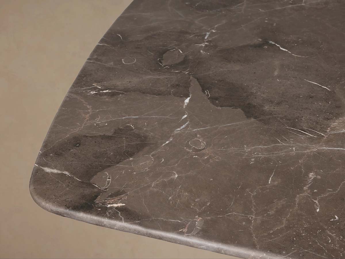 Saint Germain Natural Stone Marble Dining Table with Wood Toulouse Base