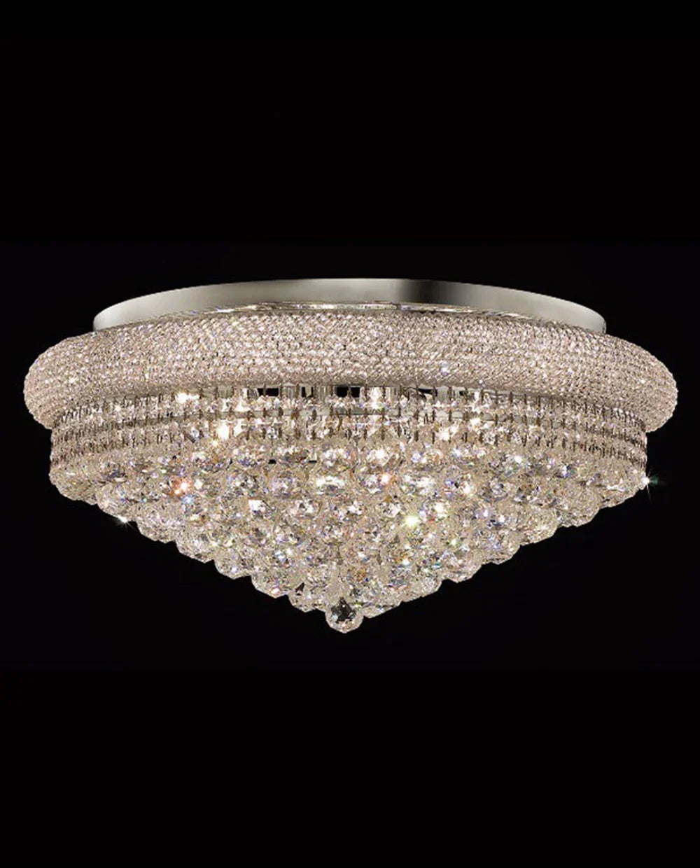 28'' Round Crystal Ceiling Light Empire Flush Mounted Crystal Chandelier