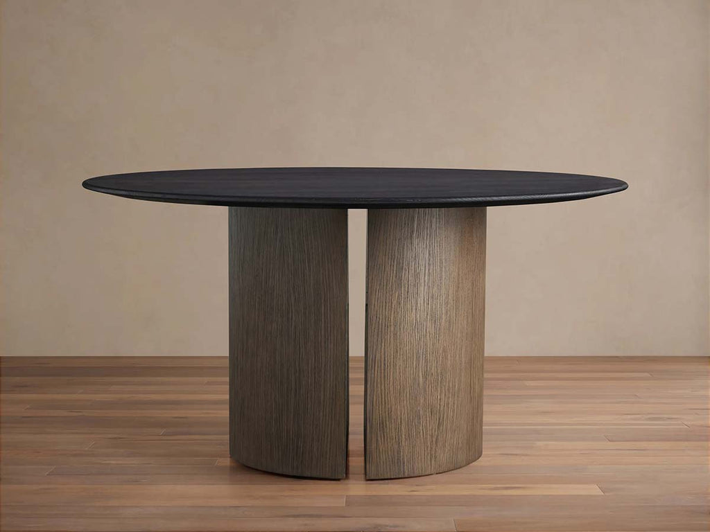 Saint Germain Round Oak Dining Table with Wood Dauphine Base