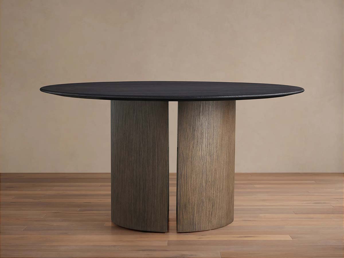 Saint Germain Round Oak Dining Table with Wood Dauphine Base
