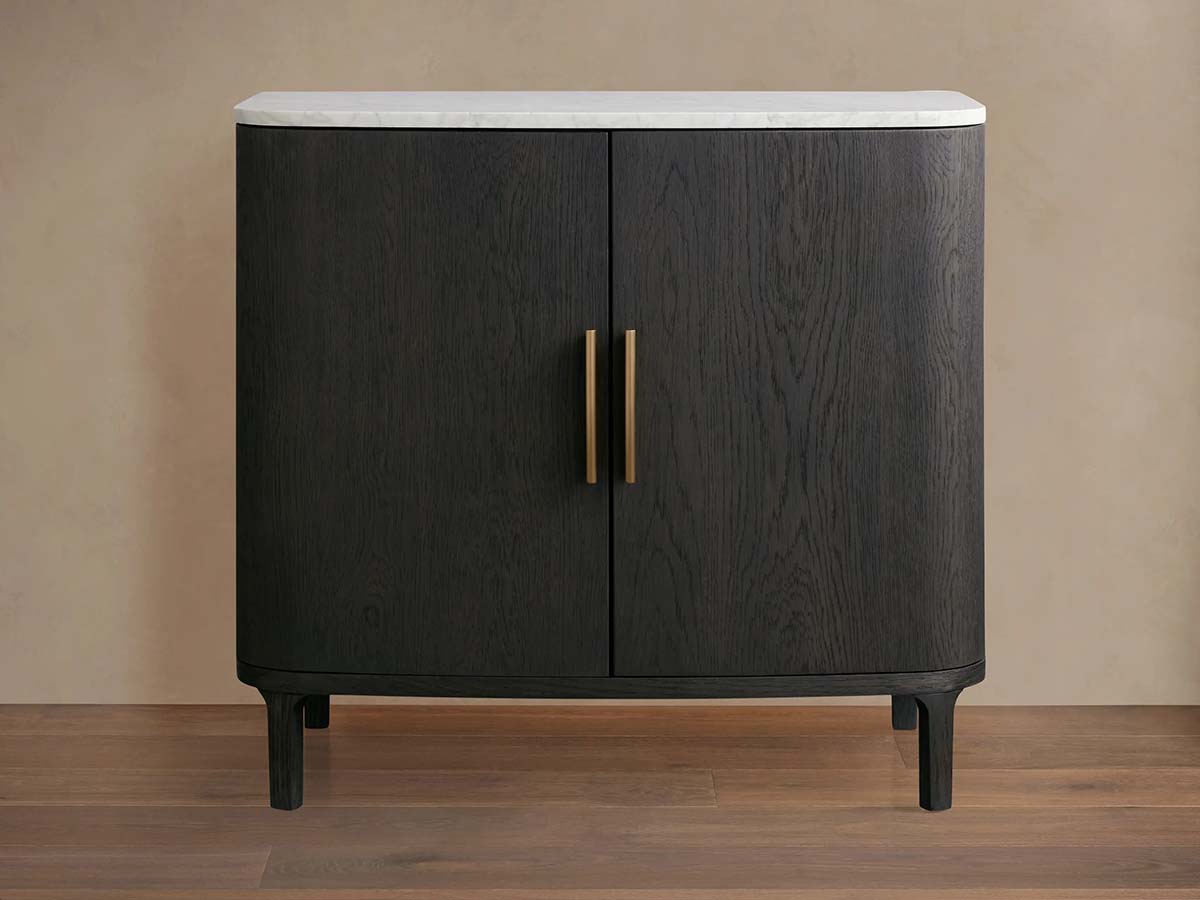 Danny Oak Wood Sideboards Cabinet Marble Top Buffet Cabinet Lockers